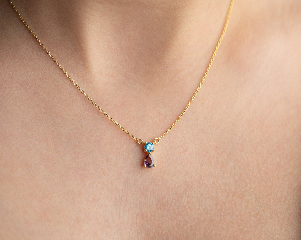 Dainty 925 sterling silver birthstone necklace for mom, crafted in the Artizian studio