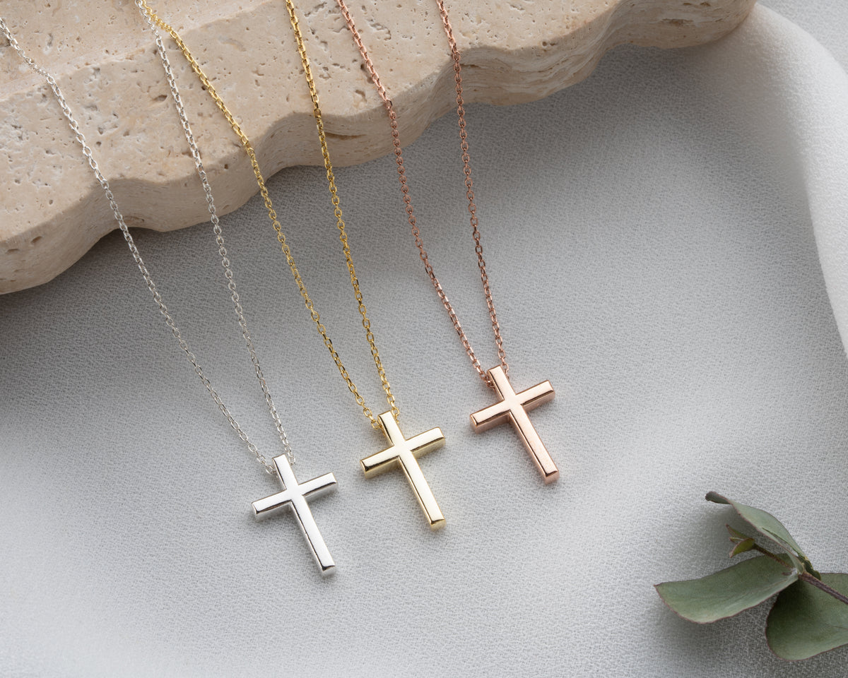 925 sterling silver cross pendant necklace, handmade by Artizian