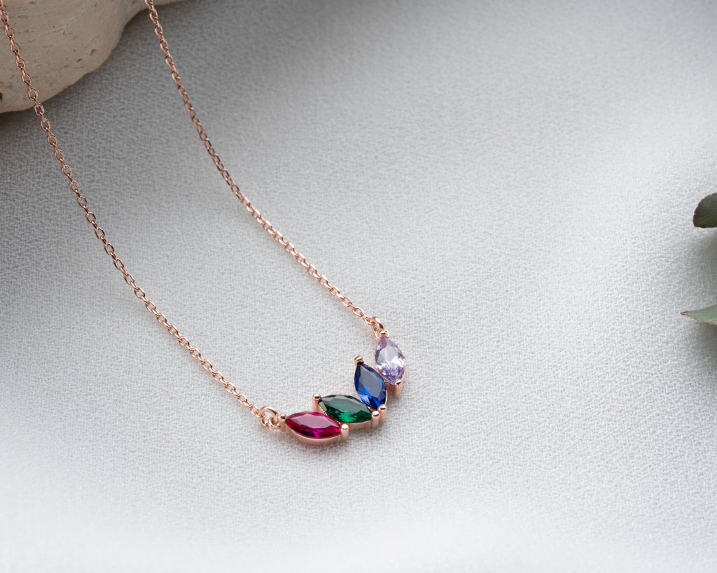 Custom 925 sterling silver birthstone necklace for mom, made to order