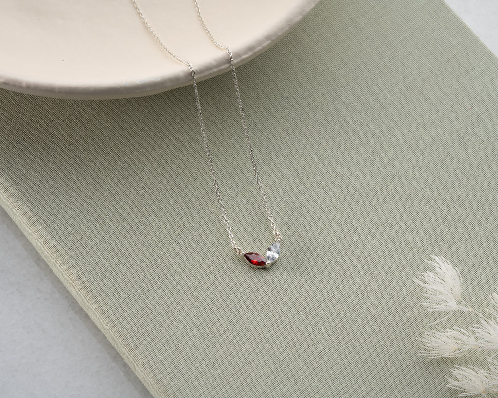 Custom 925 sterling silver birthstone necklace for mom, crafted in the Artizian studio