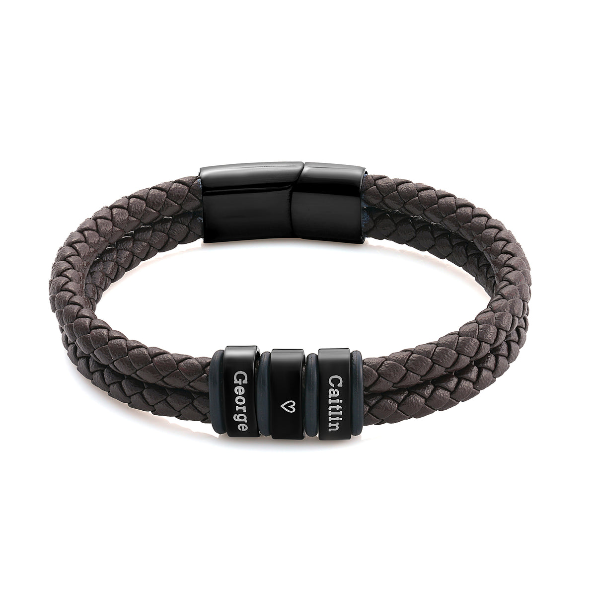 6mm double-strand men's leather bracelet with engraved beads, crafted in the Artizian studio