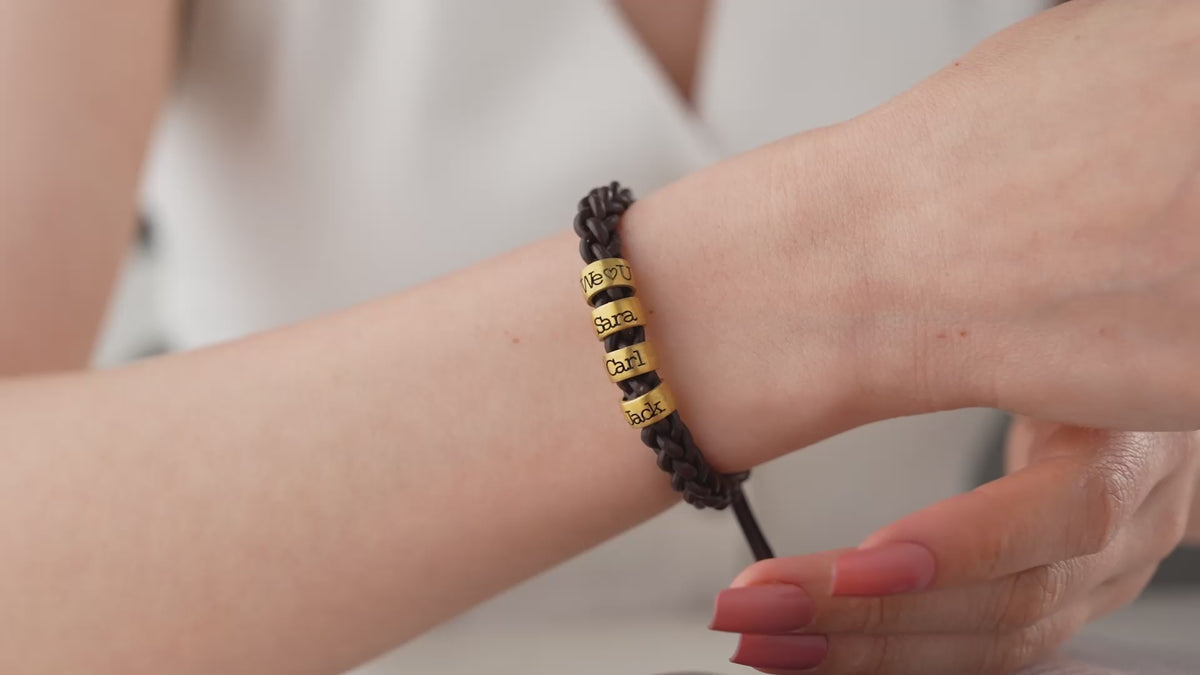 Video of Hand Braided Bracelet for Women with Personalized Charms, handmade by Artizian