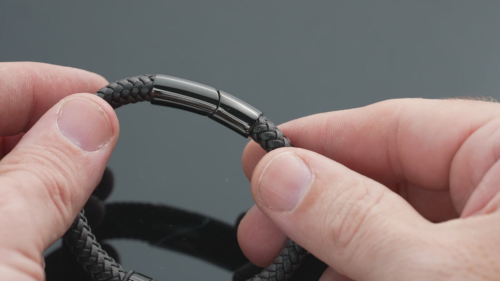 Video of 12mm Leather Bracelet for Men, handmade and engraved by Artizian